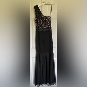 Black and White Asymmetrical Ruffled Midi Pencil Skirt